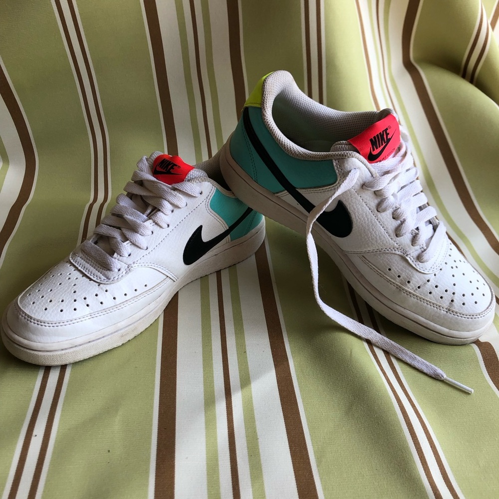 Nike White and Neon Green Athletic Shoes